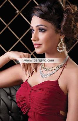 Pakistani Indian Jewellery Sets France Paris Kundan and Zircon Jewellery Set in Silver