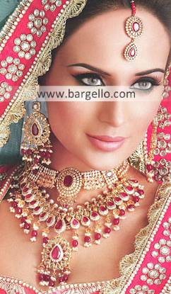 Indian Pakistani Silver Gold Plated Jewelry with Emerald Fuchsia Ruby Garnet Amethyst Studding