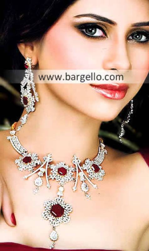 Pakistani Fashion Jewelry, Indian Pakistan Garnet Emerald Ruby Jewelry, Semi Precious Stone Jewelry