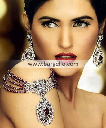 Pakistani Fashion Jewelry, Indian Pakistan Garnet Emerald Ruby Jewelry, Semi Precious Stone Jewelry