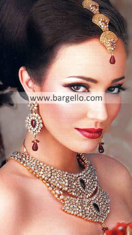 Pakistani Fashion Jewelry, Indian Pakistan Garnet Emerald Ruby Jewelry, Semi Precious Stone Jewelry