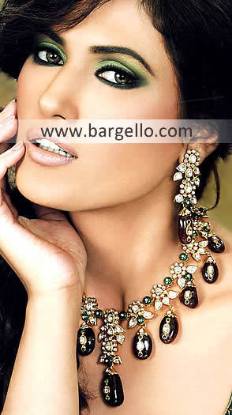 Pakistani Fashion Jewelry, Indian Pakistan Garnet Emerald Ruby Jewelry, Semi Precious Stone Jewelry