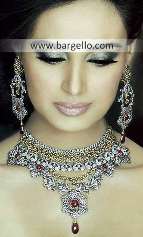 Pakistani Fashion Jewelry, Indian Pakistan Garnet Emerald Ruby Jewelry, Semi Precious Stone Jewelry