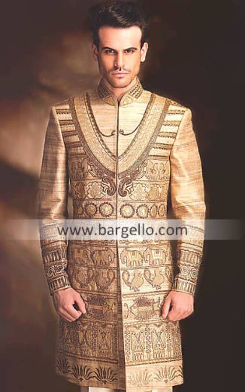 Men's Sherwani Florida USA, Designer Wedding Sherwani California USA, Embroidered Black Sherwani NY