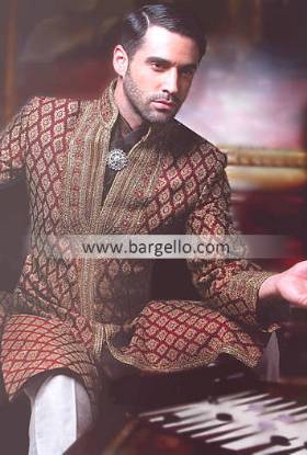 Men's Sherwani Florida USA, Designer Wedding Sherwani California USA, Embroidered Black Sherwani NY