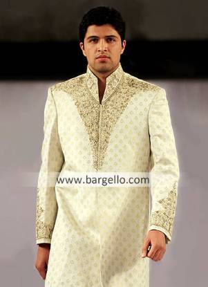 Men's Sherwani Florida USA, Designer Wedding Sherwani California USA, Embroidered Black Sherwani NY