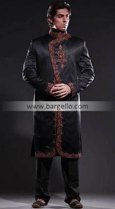 Black Sherwani Collection South London, Amir Adnan Deepak Perwani Black Sherwani Blackburn UK