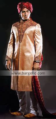 Indian Sherwani Suits, Jodhpuri Indian Dress, Saleem Shahi Shoes Sherwani, Turban Qulla Sherwani