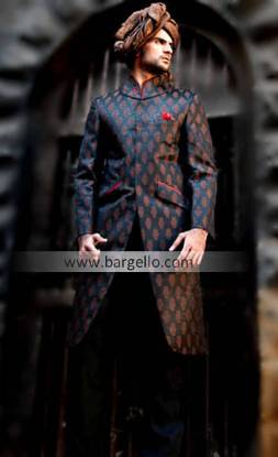 Designer Black Sherwani With Beautiful Embroidery, Buy Latest Black Sherwani Designs Pakistan