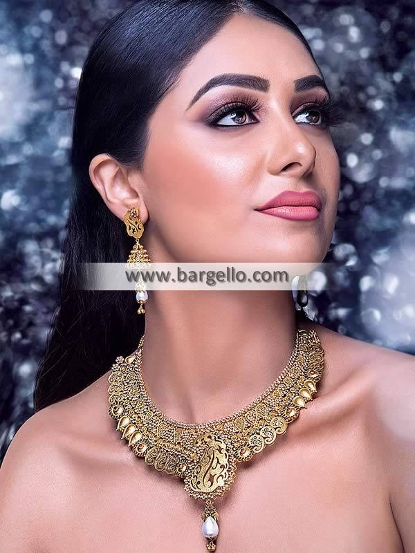Paisley Nakshi Choker Set Nakshi Choker with Earrings Bridal Artificial Jewellery Sets