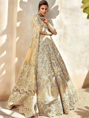 Light Gold Designer Lehenga Reception Lehenga Faraz Manan Latest Lehenga