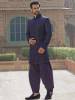 Dark Sapphire Wedding Sherwani Beverly Hills California USA Embroidered Sherwani	