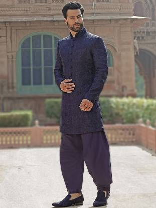 Black Raw Silk Sherwani Bath England UK Mens Sherwani