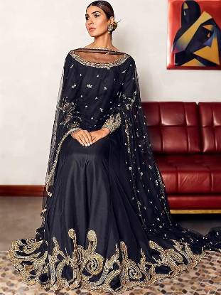 Black Anarkali Forck Manhattan New York USA Pakistani Anarkali Suits Sadaf Fawad Khan