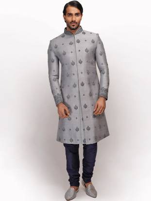 Grey Wedding Sherwani for Groom London UK Wedding Sherwani for Mens	