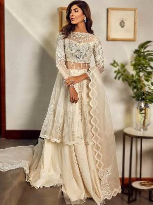 Special Occasion Dresses Ivory Anarkali Sharara Dress Pakistan