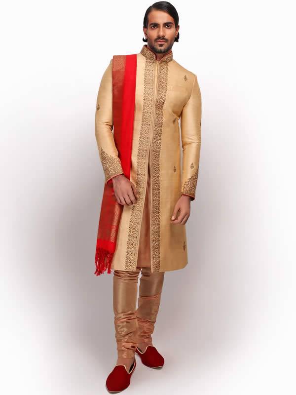 Groomswear Raw Silk Sherwani San Francisco California CA USA Designer Mens Sherwani Suit