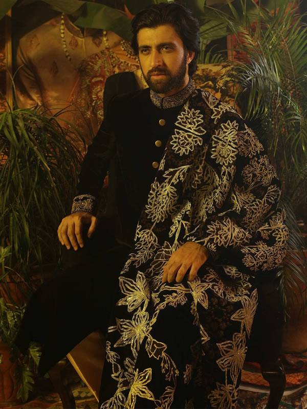 Classic Black Velvet Sherwani Pittsburgh Pennsylvannia PA USA Black Sherwani