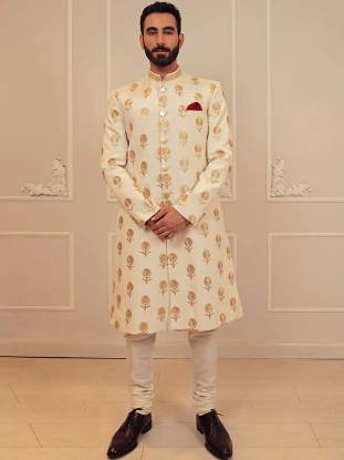 Exclusive Mens Sherwani Suits Bethesda Washington DC USA Graceful Mens Sherwani in Raw Silk