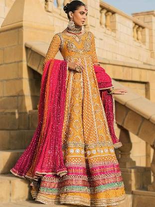 Anarkali Dress for Mehndi Virginia Maryland USA Pakistani Anarkali Dress