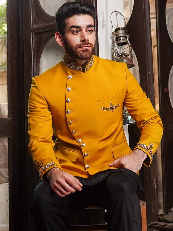 Black Prince coat for Friend's Wedding Party - Short length sherwani