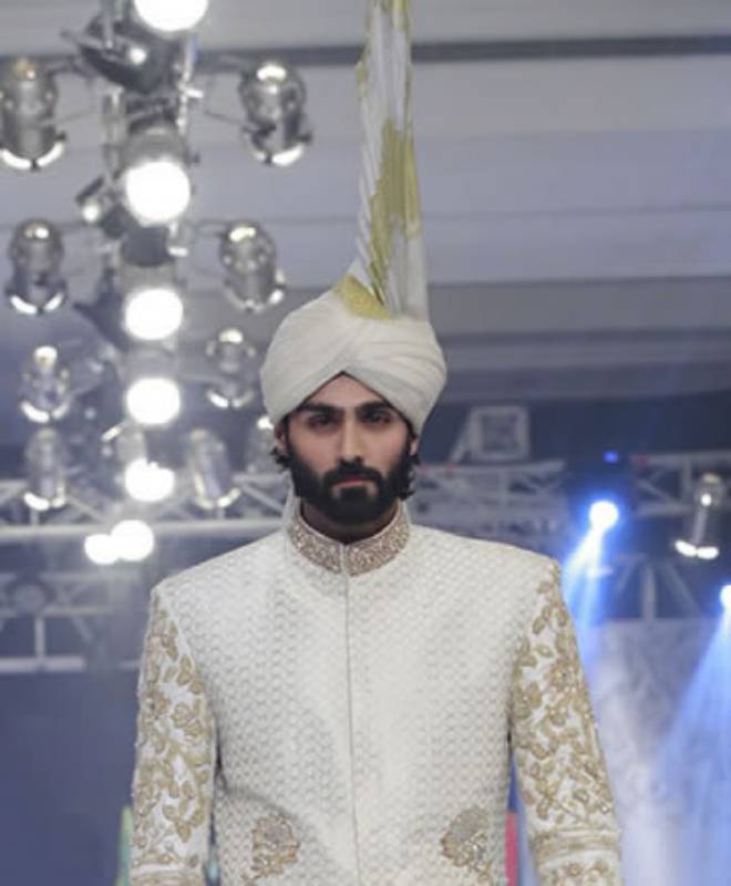 Designer Off-white Banarasi Organza Turban for Wedding and Many Occasions