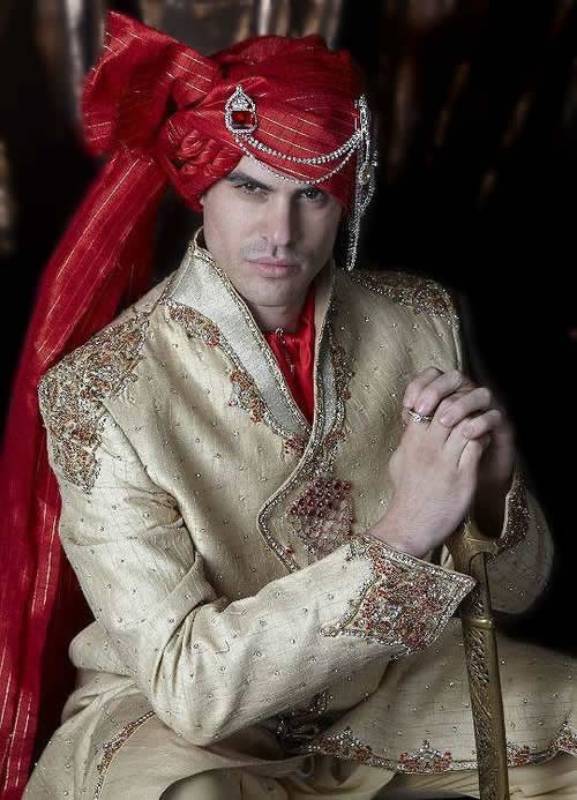 Exclusive Banarasi Jamawar Turban Groom Sherwani Turban Hertfordshire England UK