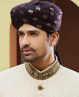 Exceptional Black Banarasi Jamawar Turban for Groom Fairfield New Jersey NJ USA Jamawar Turbans