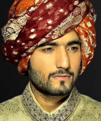 Marvelous Banarasi Crinkle Chiffon Turban for Wedding Garden City UK Indian Groom Turban