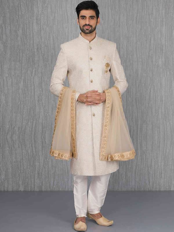 Gorgeous Jamawar Mens Sherwani Keynes UK Bespoke Sherwani