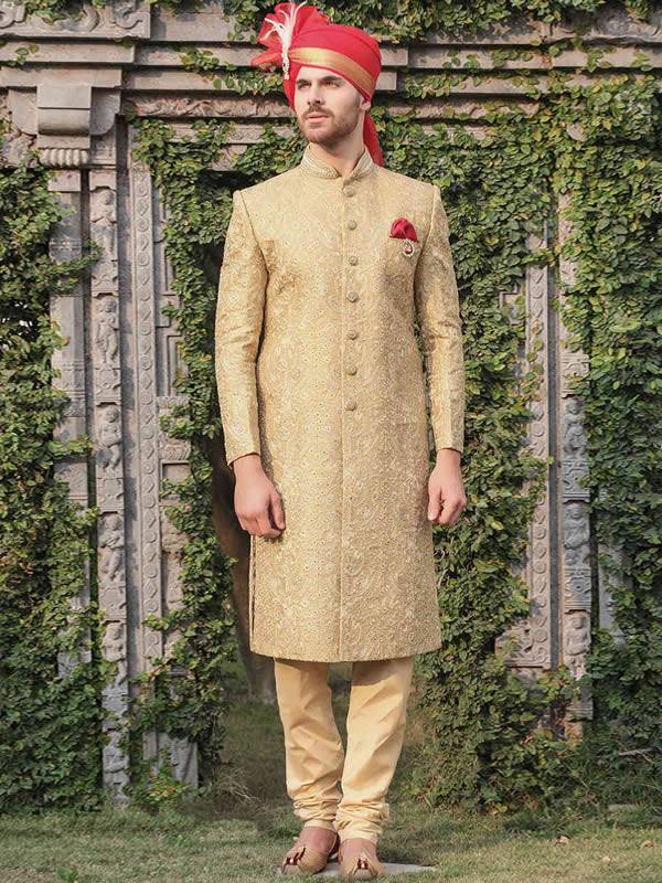 Gorgeous Jamawar Mens Sherwani Bradford UK Pakistani Menswear