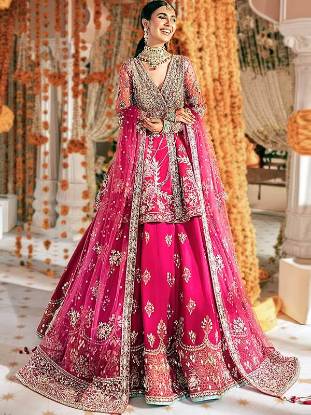 Pakistani Angrakha Shirt Bridal Lehenga Designer Zaha Angrakha Bridal Lehenga