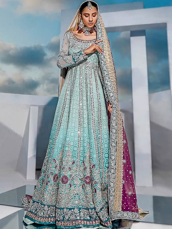 New launched sky blue color designer gown buy now – Joshindia