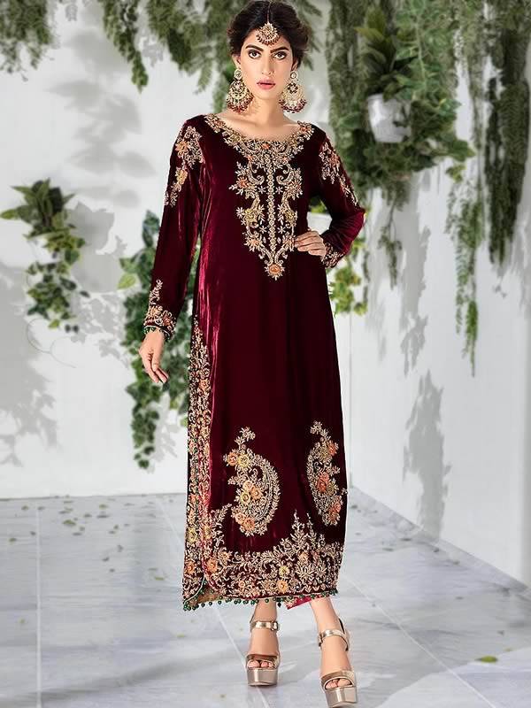 Designer Party Wear Newark New Jersey USA Pakistani Party Wear Velvet Dresses