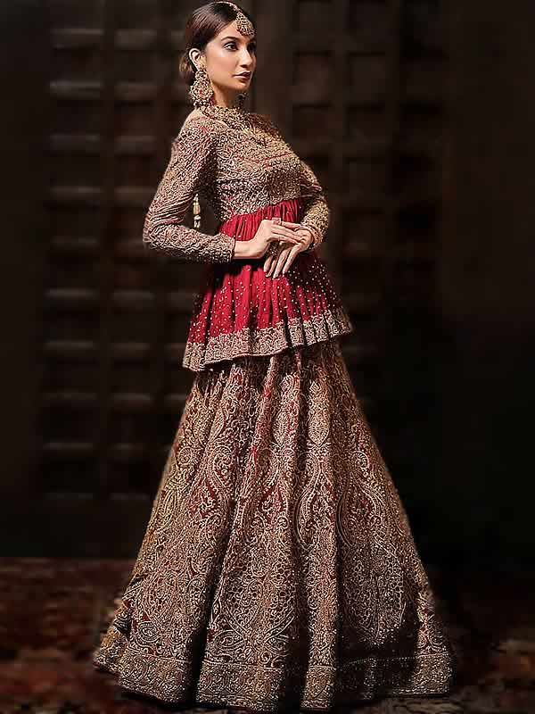 Beautiful Hand Embroidered Peplum choli with frill skirt Lehenga. |  Designer dresses indian, Designer party wear dresses, Trendy dress outfits