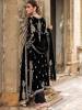 Black Formal Party Wear Embroidred Velvet Dresses Churidar Pajama Suit