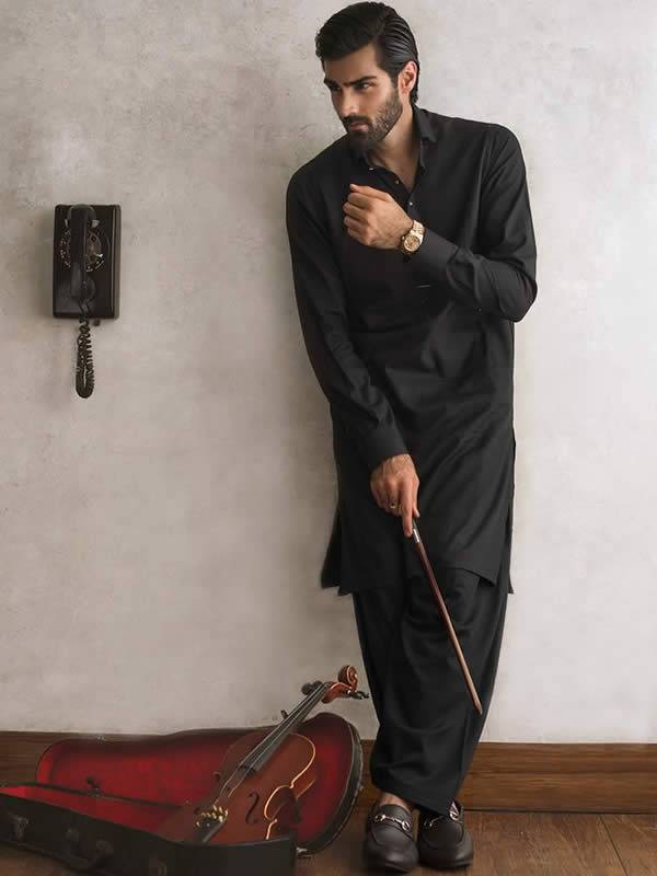Stylish Plain Kurta Shalwar Suit France Paris Man Collection