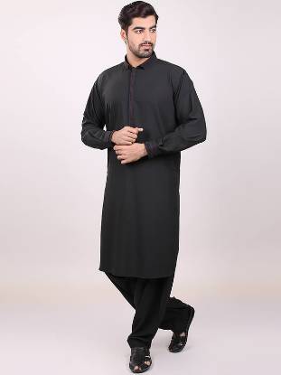 Pakistani Elegant Black Kurta Northridge California CA USA Menswear Embroidered Kurta