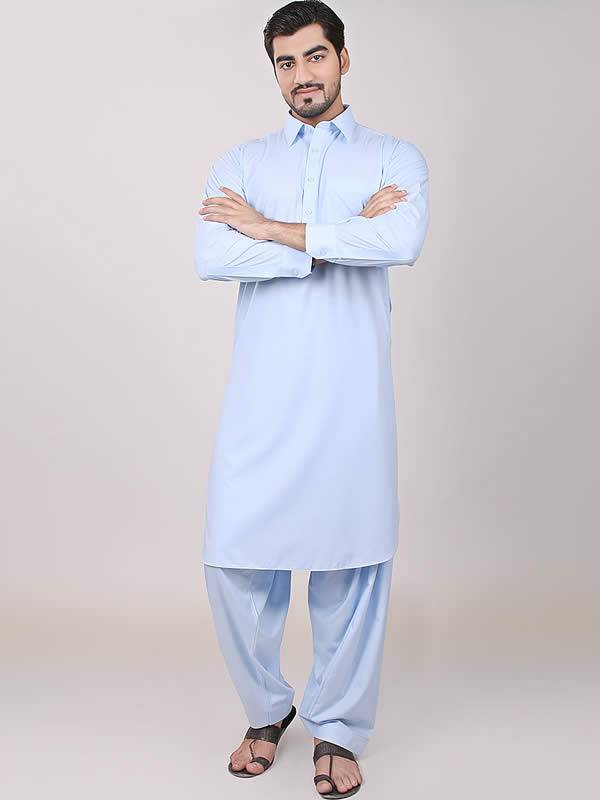 Light Blue Men's Shalwar Kameez Designs Fremont California CA USA