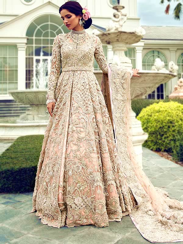 Latest beautiful designer Indian wedding dress in orange and pink color  B3454 | Stunning dresses, Indian bridal wear, Bridal dress design