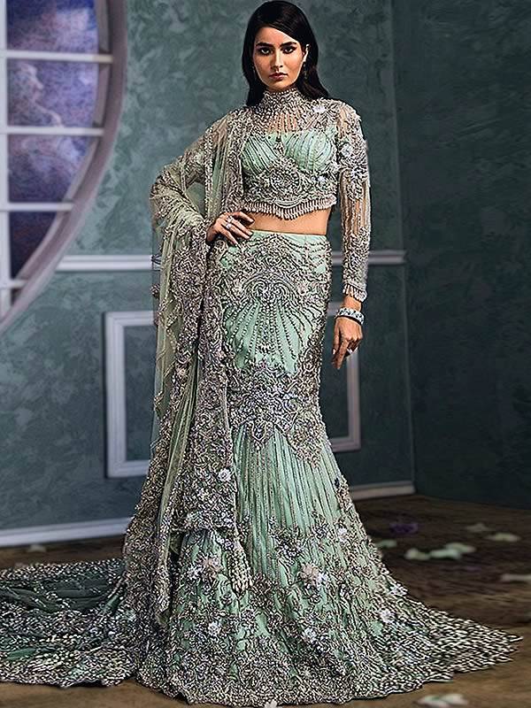 Pakistani Mermaid Lehenga UK USA Canada Australia Fish Cut Lehenga