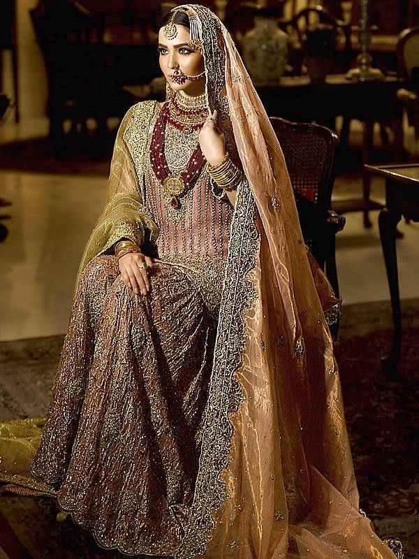 Picture of Rose Gold Anemone Bridal Gharara