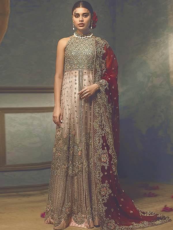 Pakistani Maxi Dresses Wedding Maxi With Lehenga UK USA Canada Australia Bina by Kiran Chaudhry