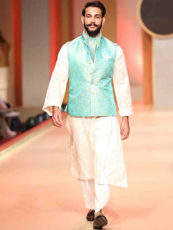 Stylish Banarasi Jamawar Waistcoat for Special Occasions France Paris Man Collection 2018