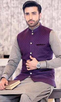 Dark Purple Mens Waistcoat Winnipeg Manitoba Canada Elegant Waistcoat with Shalwar Kameez