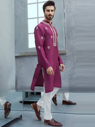 Designer Kurta Pajama Suits San Francisco California CA USA Graceful Mens Sherwani in Raw Silk