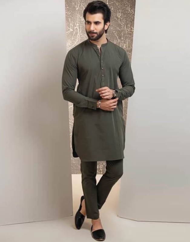 Fashionable Kurta Pajama Suits Color Dark taupe Gorgeous plain kurta features rich quality