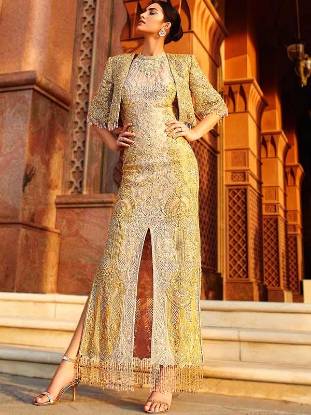 Pakistani Formal Dresses with Jacket Faraz Manan Embellished Jacket Suits