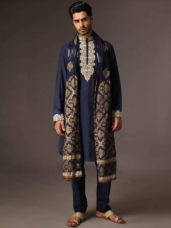 Dark Blue Kurta Pajama Oslo Norway Men's Kurta Pajama for Eid Wedding Events