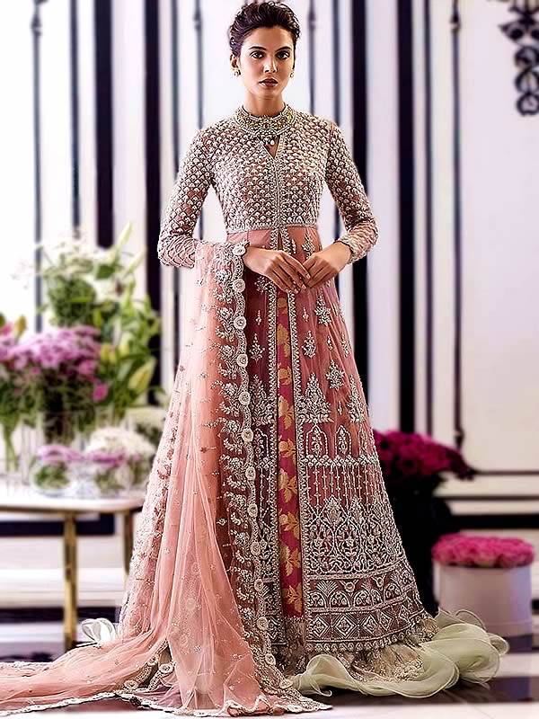 Buy Special Occasion Evening Party Wear Long Anarkali Gown Suits Pakistani  Designer Embroidery Work Floor Touch Anarkali Gown Bridesmaids Dress Online  in India … | Indian wedding gowns, Indian wedding dress, Anarkali dress